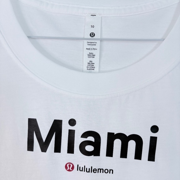 NWT✨LULULEMON✨ All Yours Cotton Tee 🌴 MIAMI🌴 White, sz 10 - Picture 2 of 6